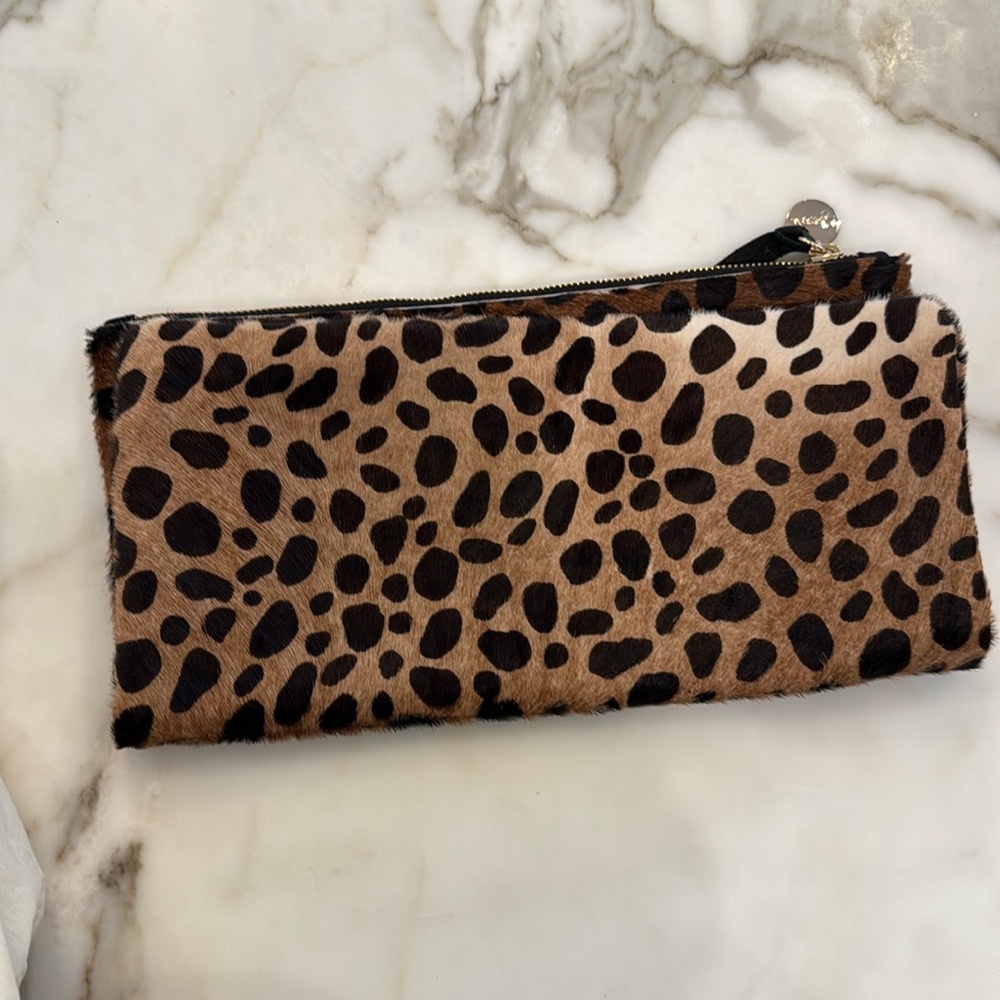 Clare V leopard hair flat clutch